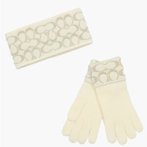 Coach Ivory Gloves and Headband Set